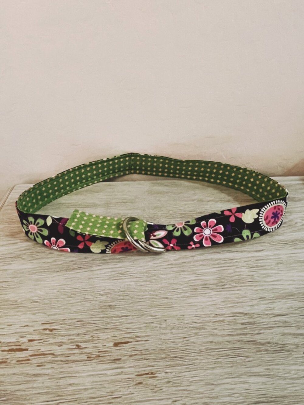 Belly Loops Fabric Belt Floral Dot Multi Pink Green